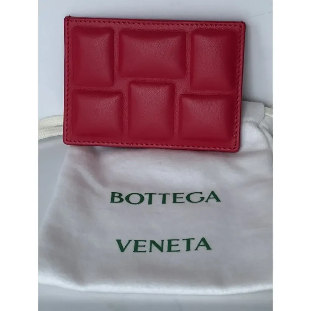Bottega Veneta Intrecciato Quilted Leather Card Holder Red 701446 IT NWT $420